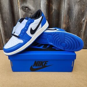 Nike Air Jordan 1 Retro Low OG Shoes White Black Game Royal  GS 6Y Women 7.5